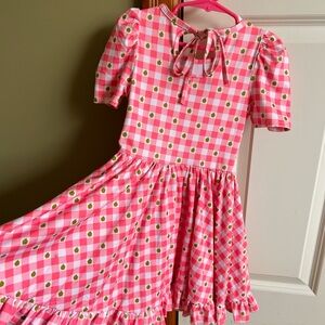 Pink Gingham Dress with Strawberry Print